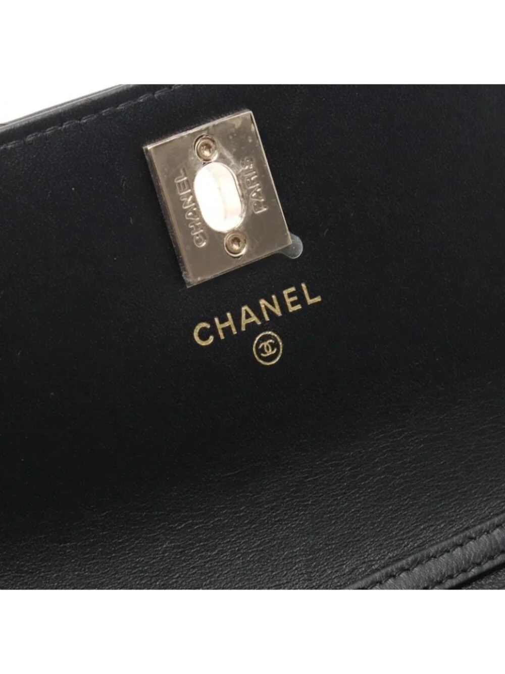 Chanel Shoulder Bag Quilted Chain Wallet Black Lambskin